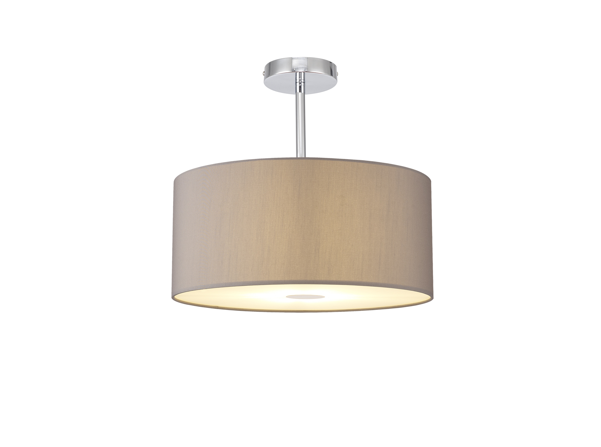 DK0102  Baymont 40cm Semi Flush 1 Light Polished Chrome, Grey, Frosted Diffuser